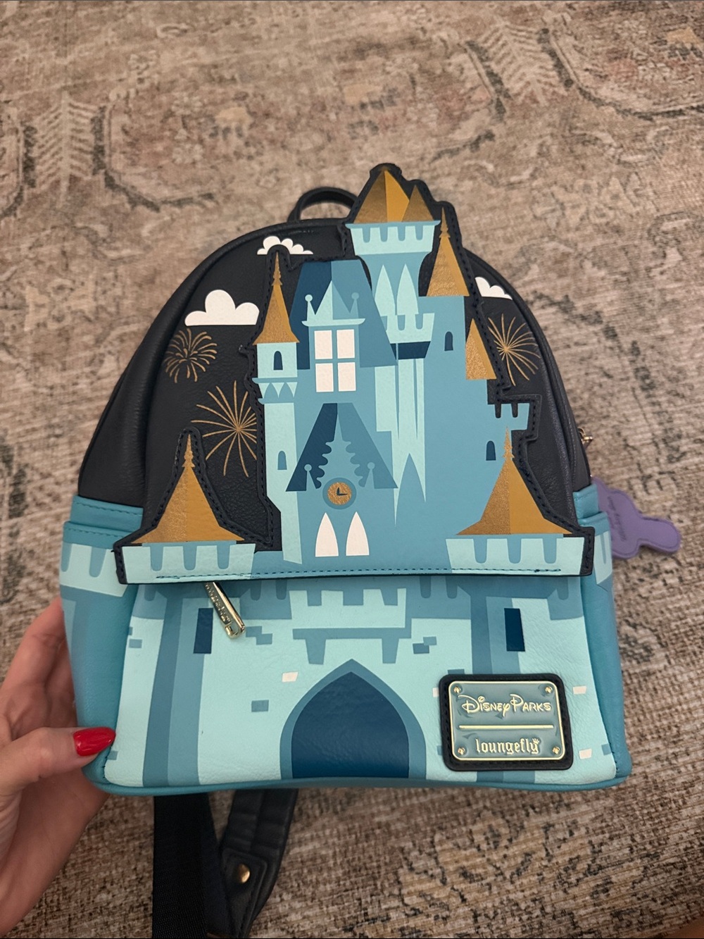 RARE 2019 flawless Disney Parks Loungefly Blue Castle limited edit Mini Backpack